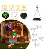 Crystal Dog Solar Wind Chimes Led Light Color-Changing Waterproof Garden... - £22.01 GBP