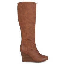 Journee Collection Womens 7.5 M Brown Langley Wedge Heel Zip Up Boots NIB FI7 - £23.34 GBP