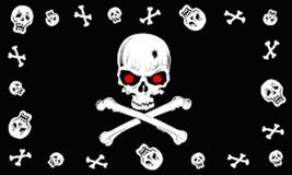 SKULL RED EYES FLAG FL335 flags skulls crossbone banner 3 x 5 novelty pi... - $12.28