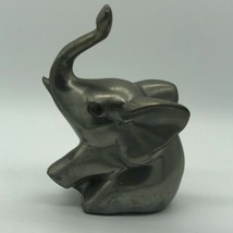 Elephant Metal Figurine Statue Miniature Silver Solid 3.5&quot; Calf Animal D... - $26.00