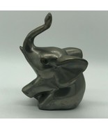 Elephant Metal Figurine Statue Miniature Silver Solid 3.5&quot; Calf Animal D... - £20.36 GBP