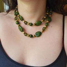 Vintage Green Beaded Boho Statement Necklace - $24.99