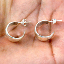 Handcrafted S olid Silver 925 Sterling silver Plain Hoop Earrings Gift For Women - £38.92 GBP