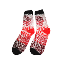 Sidekick Knit Crew Socks 18 Inch Red Black Cityscape Heavy Winter Unisex - £11.85 GBP