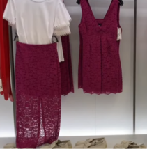 Zara Bnwt 2024. Fuchsia Lace Midi Skirt. 2730/490 - £49.99 GBP