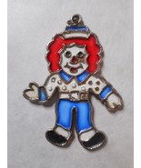 Mamselle Raggedy Andy Enamel Metal Charm Pendant 2 3/4&quot; Tall Vintage Whi... - £7.77 GBP