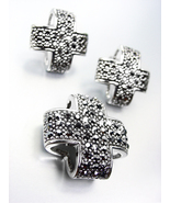 EXQUISITE Victorian Silver Marcasite Crystals Maltese CROSS Pendant Earr... - £23.96 GBP