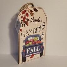 Apples Hayrides & Fall Sign Autumn 5x8.5x.25 Wall Decor Ashland Happy Harvest - $6.80