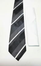 New KaiLong Mens Hand Made Silk NeckTie Black / White Solid silk handker... - £25.33 GBP
