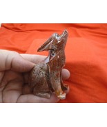 (Y-COY-401) red gray Coyote wolf carving stone gemstone SOAPSTONE PERU c... - $21.03