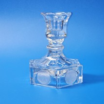 Vintage Fostoria Coin Dot Pattern Crystal Clear Glass Candle Holder - SH... - £12.59 GBP