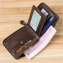 Mens Personalized PU Leather Zipper Wallet  Card Holder - $27.00