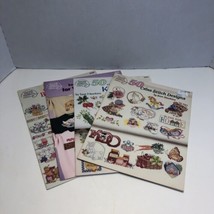 4 Sam Hawkins Cross Stitch Pattern Books Lot Assorted Baby Kitchen Waste... - $19.79