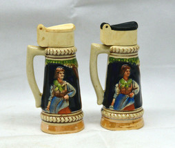Vintage Pair Of Ceramic Beer Stein Salt And Pepper Shakers - £9.70 GBP
