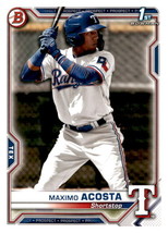 2021 Bowman Maximo Acosta 1st Prospect Paper Texas Rangers BP-7 - £1.00 GBP