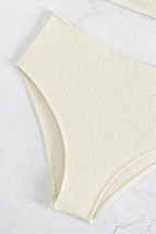 Beige Textured Ruffled Square Neck High Waist Swimsuit - $264.75 MXN