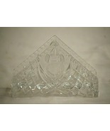 Vintage Crystal Triangle Napkin Holder Rose &amp; Waffle Pattern Crimped Edg... - £54.50 GBP