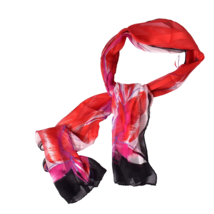 Women&#39;s Red &amp; Pink Watercolor Sheer Scarf - £8.03 GBP