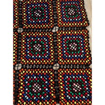 Black &amp; Multicolor Stained Glass Look Handmade Afghan - £31.31 GBP