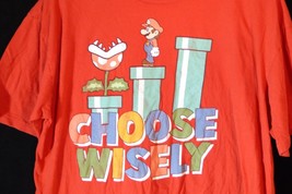 Red 2XL Super Mario Brothers Choose Wisely Graphic T Shirt - £9.47 GBP