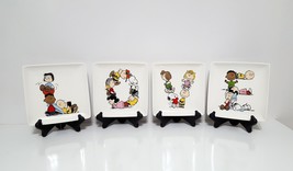 NEW RARE Pottery Barn Set of 4 Peanuts Love Appetizer Plates 6.5&quot; Stoneware - $46.99
