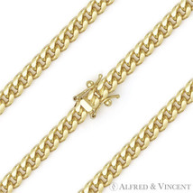 4.2mm Miami Cuban Link 925 Sterling Silver 14k Yellow Gold-Plated Chain Necklace - £49.20 GBP+