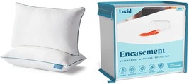 Lucid Premium Shredded Memory Foam Pillow-Hypoallergenic-Moldable Loft-2 Pack, - £63.14 GBP