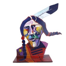 Malcolm Furlow Cut Steel 3 Dimensional  Pop Art Sculpture of  Native Amer - £4,576.21 GBP