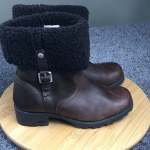 UGG Women&#39;s Boots Size 6.5 Blayre II Buckle Side Zip Brown Leather Shearling EUC - £42.77 GBP