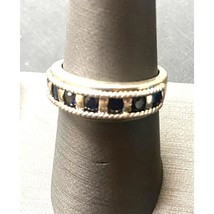Unisex 925 Sterling Silver And Dark Blue Spinel Band Ring Size 7.75 Sky - $932.95 MXN