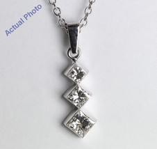 18k White Gold Three Stone Princess Diamond Pendant (0.5 Ct H SI1 Clarity) - £811.36 GBP