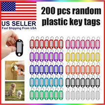 200X Plastic Key Tags Metal Ring Luggage Card Name Label Keychain W/ Spl... - £18.90 GBP