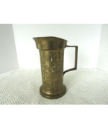 SARNA BRASS HANDLED PITCHER MADE IN INDIA 6.75&quot; LEAVES &amp; FLOWERS ENGRAVING - $27.07 CAD