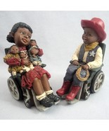 All God&#39;s Children Figurines 2pc Justin #20 Sylvia #12 Wheelchair Cowboy... - $53.61 CAD