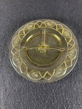 Vintage 1930&#39;s Divided Depression Glass Rosemary Amber Yellow Serving Plate 10&quot; - £19.11 GBP