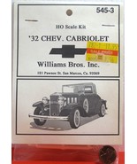 Williams Model R.R. Ho Scale Vehicles   &#39;32 Chevrolet Cabriolet 545   3 ... - £19.51 GBP