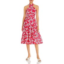 Aqua Women&#39;s Leaf Print Halter Midi Dress Pink S B4HP $158 - £29.89 GBP