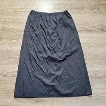 Vanity Fair Vintage Skirt Slip ~ Sz L ~ Black ~ Knee Length ~ Elastic Waist - £13.46 GBP