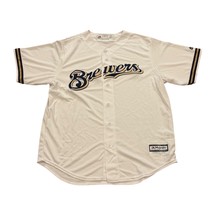 Majestic Milwaukee Brewers Cool Base MLB Baseball White Men&#39;s Size Large... - $911.34 MXN