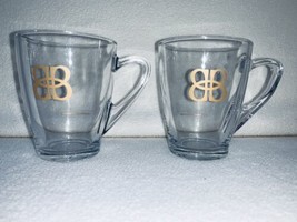 2 Baileys Irish Cream Whiskey Clear Glass Coffee Mugs Gold Accent Logo - $15.13