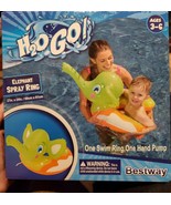 Inflatable Green Elephant Swim Ring - Sprays Water - Built-In Hand Pump ... - £14.71 GBP