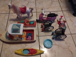 BARBIE Toy Lot Accessories Horse Jet ski Wheelchairs Unicycle Scooter Boat Kayak - £89.92 GBP