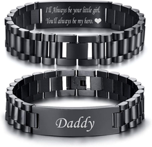 Fathers Day Gifts for Dad, Masculine Watch Band Stainless Steel Link Bracelet Pe - £29.20 GBP