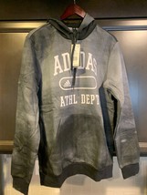 Adidas Men&#39;s Fleece Hoodie Sweatshirt Black Gray Fade Size Large NEW - $33.81
