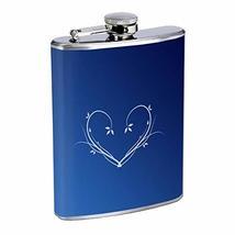 Blue Heart Hip Flask Stainless Steel 8 Oz Silver Drinking Whiskey Spirit... - £7.94 GBP