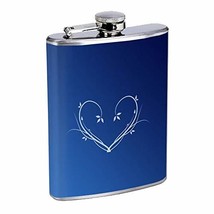 Blue Heart Hip Flask Stainless Steel 8 Oz Silver Drinking Whiskey Spirit... - £7.77 GBP