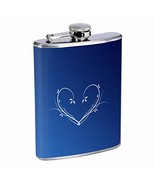 Blue Heart Hip Flask Stainless Steel 8 Oz Silver Drinking Whiskey Spirit... - $186.27 MXN