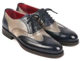 Paul Parkman Mens Shoe Oxfords Navy Blue Gray Wingtip Goodyear Welted 02... - £424.77 GBP