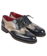 Paul Parkman Mens Shoe Oxfords Navy Blue Gray Wingtip Goodyear Welted 02... - $740.99 CAD