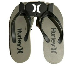 New NWT Hurley Logo Gray/Black Size 8 Men&#39;s Flip Flop Sandals - £17.09 GBP